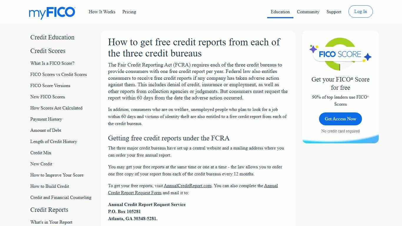 How to Get Free Credit Reports myFICO